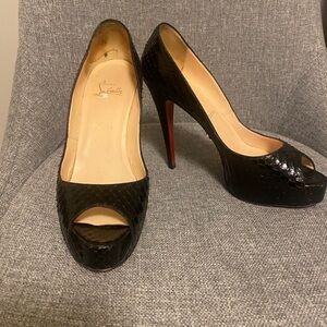 Christian Louboutin Python Leather Peep Toe Heels size 39.5